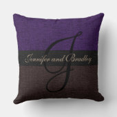 Coussin Mariage de monogramme Brown et violet (Verso)