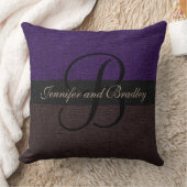 Coussin Mariage de monogramme Brown et violet (Couverture)