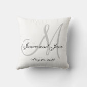 Coussin Mariage de monogramme de blanc gris (Verso)