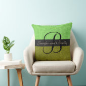 Coussin Mariage de monogramme élégant et vert (Chaise)