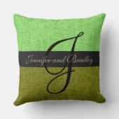 Coussin Mariage de monogramme élégant et vert (Verso)