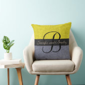 Coussin Mariage de monogramme élégant jaune et gris (Chaise)