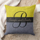 Coussin Mariage de monogramme élégant jaune et gris (Couverture)