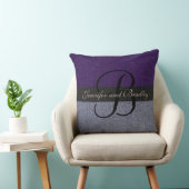 Coussin Mariage de monogramme élégant violet et gris (Chaise)