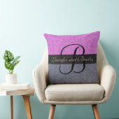 Coussin Mariage de monogramme rose et gris (Chaise)