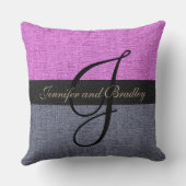 Coussin Mariage de monogramme rose et gris (Verso)