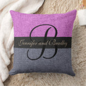 Coussin Mariage de monogramme rose et gris (Couverture)