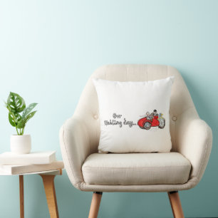 Coussin Mariage de moto et side-car de mariés