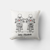 Coussin Mariage de motocyclette de deux mariées (Recto)