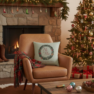 Coussin Mariage de Noël au Pays Vert M. et Mme Noël