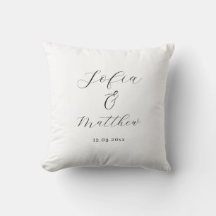 Coussin Mariage de script noir et blanc merci