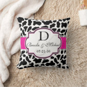 Coussin Mariage de vache noir, blanc et rose (Couverture)