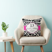 Coussin Mariage de vache noir, blanc et rose (Chaise)