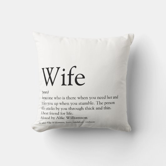 Coussin Mariage Définition Femme Noir et Blanc Moderne (Recto)