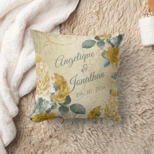 Coussin Mariage des noms de monogrammes floraux des Roses  (Couverture)
