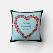 Coussin Mariage du coeur floral monogramme Date (Verso)