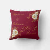 Coussin Mariage du logo du monogramme Floral d'or de Bourg (Verso)