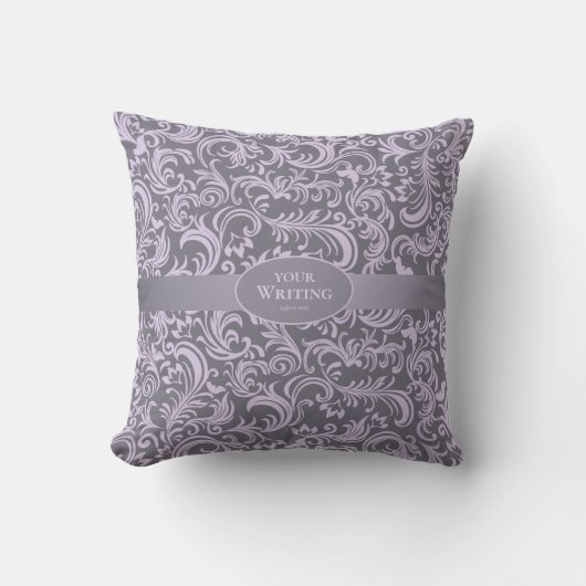 Coussin Mariage élégant lavande et gris (Recto)