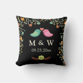Coussin Mariage élégant Monogramme Floral Inséparables Cou (Recto)