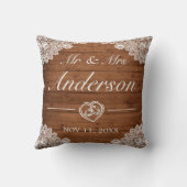 Coussin Mariage en bois rustique et dentelle blanche (Verso)