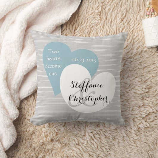 Coussin Mariage fait sur commande de souvenir, filet gris, (Couverture)