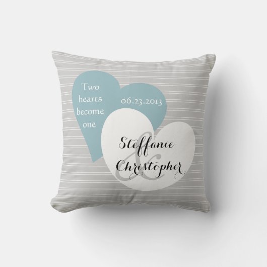 Coussin Mariage fait sur commande de souvenir, filet gris, (Recto)