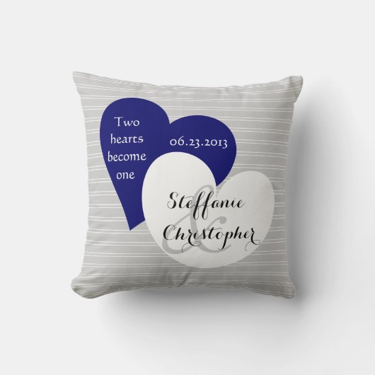 Coussin Mariage fait sur commande de souvenir, filet gris, (Recto)