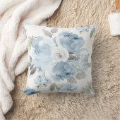 Coussin Mariage Fête des mariées bleu Dusty Aquarelle Flor (Couverture)