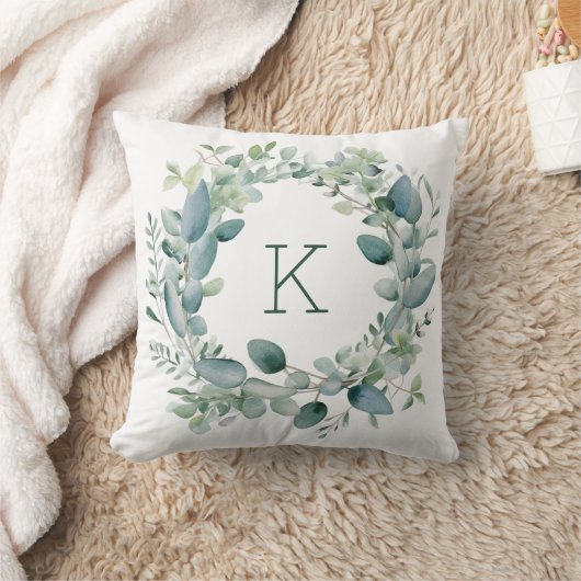 Coussin Mariage Feuille Monogram Eucalyptus Greenery (Couverture)