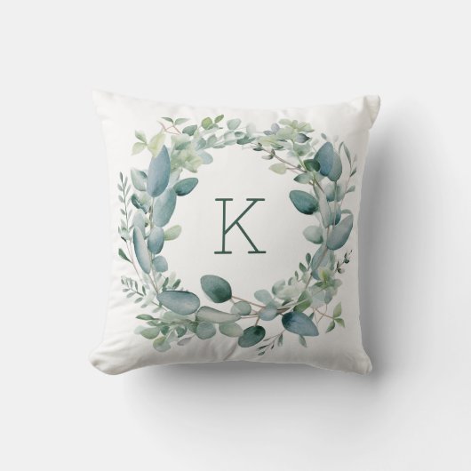 Coussin Mariage Feuille Monogram Eucalyptus Greenery (Recto)