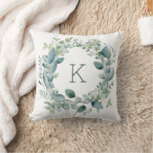 Coussin Mariage Feuilles de Verdure Eucalyptus Monogramme (Couverture)