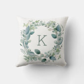 Coussin Mariage Feuilles de Verdure Eucalyptus Monogramme (Verso)
