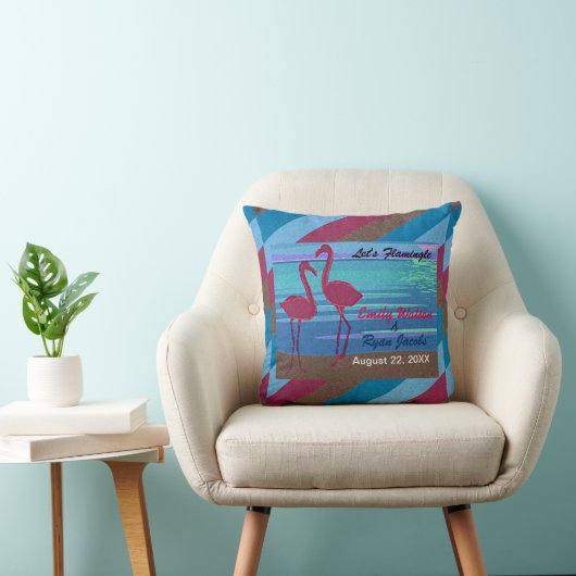 Coussin Mariage Flamingle Bird Beach à Dusk (Chaise)