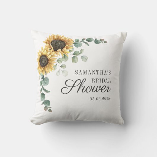 Coussin Mariage Fleur de Tournesol Écriture (Recto)