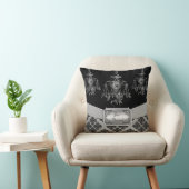 Coussin Mariage fleuri d'argent et de lustre de noir (Chaise)