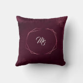 Coussin Mariage Floral Géométrique de Bourgogne Royale (Verso)