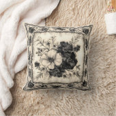 Coussin Mariage floral noir et ivoire (Couverture)