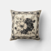 Coussin Mariage floral noir et ivoire (Verso)