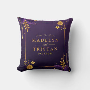 Coussin Mariage Floral Purple & Gold Aesthetics