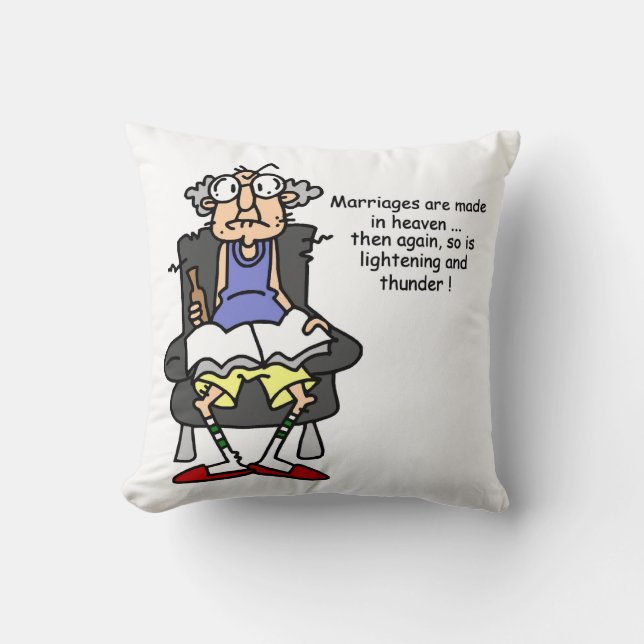 Coussin Mariage, foudre, humour de tonnerre (Recto)
