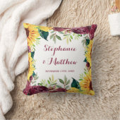 Coussin Mariage frontalier floral des tournesols aquarelle (Couverture)