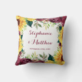 Coussin Mariage frontalier floral des tournesols aquarelle (Verso)