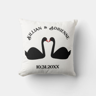 Coussin Mariage gothique Baiser Black Swans Personnalisé
