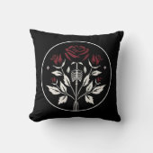 Coussin Mariage gothique squelette côtes roses noir élégan (Recto)