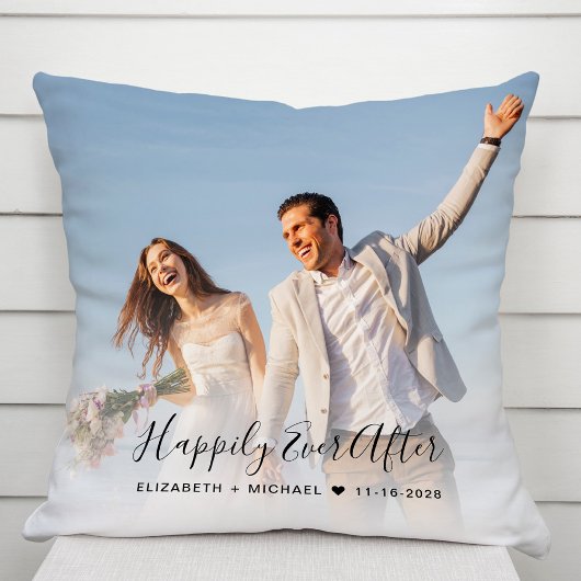 Coussin Mariage Heureux Jamais après la photo