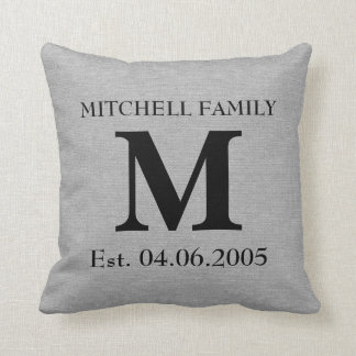 Coussin Mariage initial rustique de toile de jute de toile