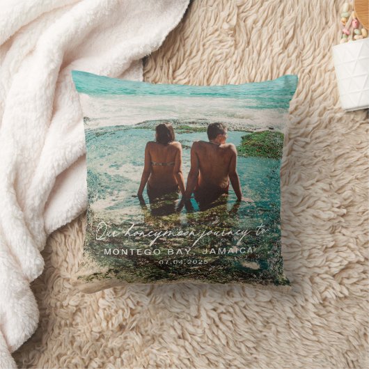 Coussin Mariage Lune de miel - Destination de script blanc (Couverture)