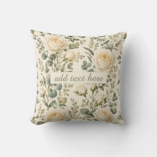 Coussin Mariage Luxueux Rose Ivoire & Eucalyptus Vert Saug