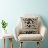 Coussin Mariage M. et Mme. Aspect Burlap Rustique (Chaise)