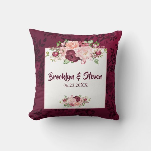 Coussin Mariage Marsala & Pink Watercolor (Recto)
